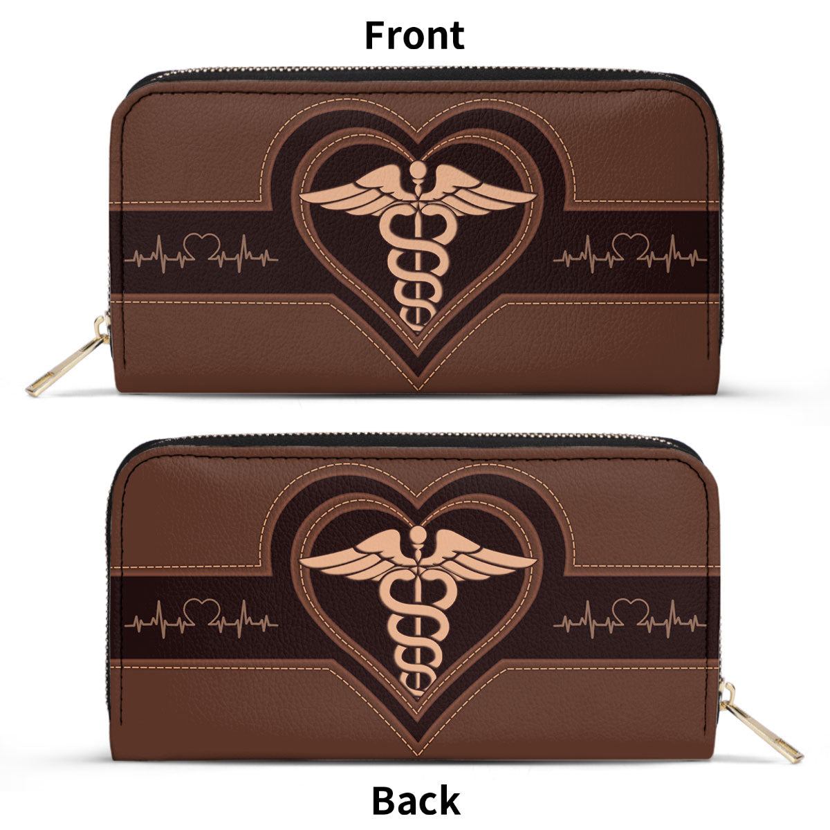 Brown Nursing Professional - Personalized Nurse Leather Clutch Purse