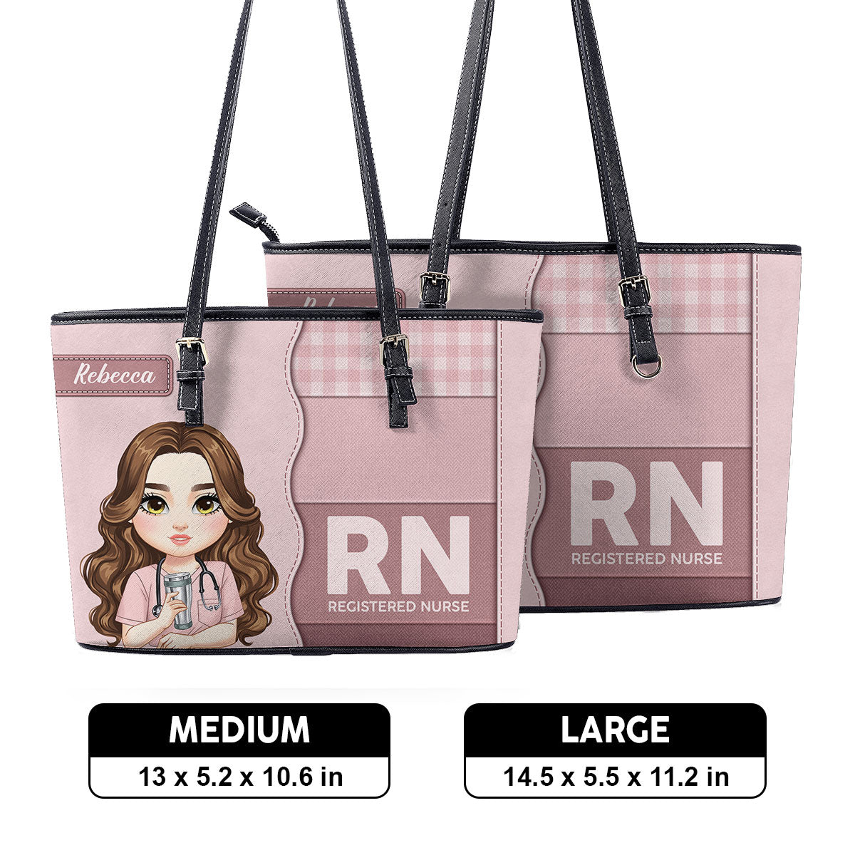 Sweet Nurse Girl - Personalized Custom Nurse Leather Tote Bag