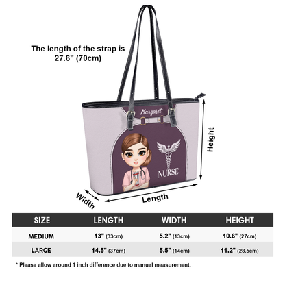 Nurse Harmony Life - Personalized Custom Nurse Leather Tote Bag