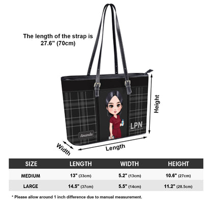 Chic Nurse Vibes - Personalized Custom Nurse Leather Tote Bag