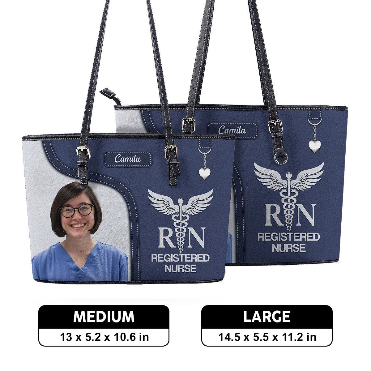 Graceful Nurse Style Photo - Personalized Custom Nurse Leather Tote Bag