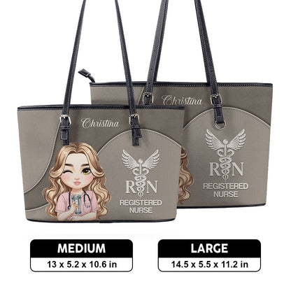 Essential Nurse Life - Personalized Custom Nurse Leather Tote Bag