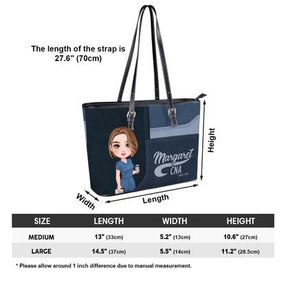 The Iconic Nurse - Personalized Custom Nurse Leather Tote Bag