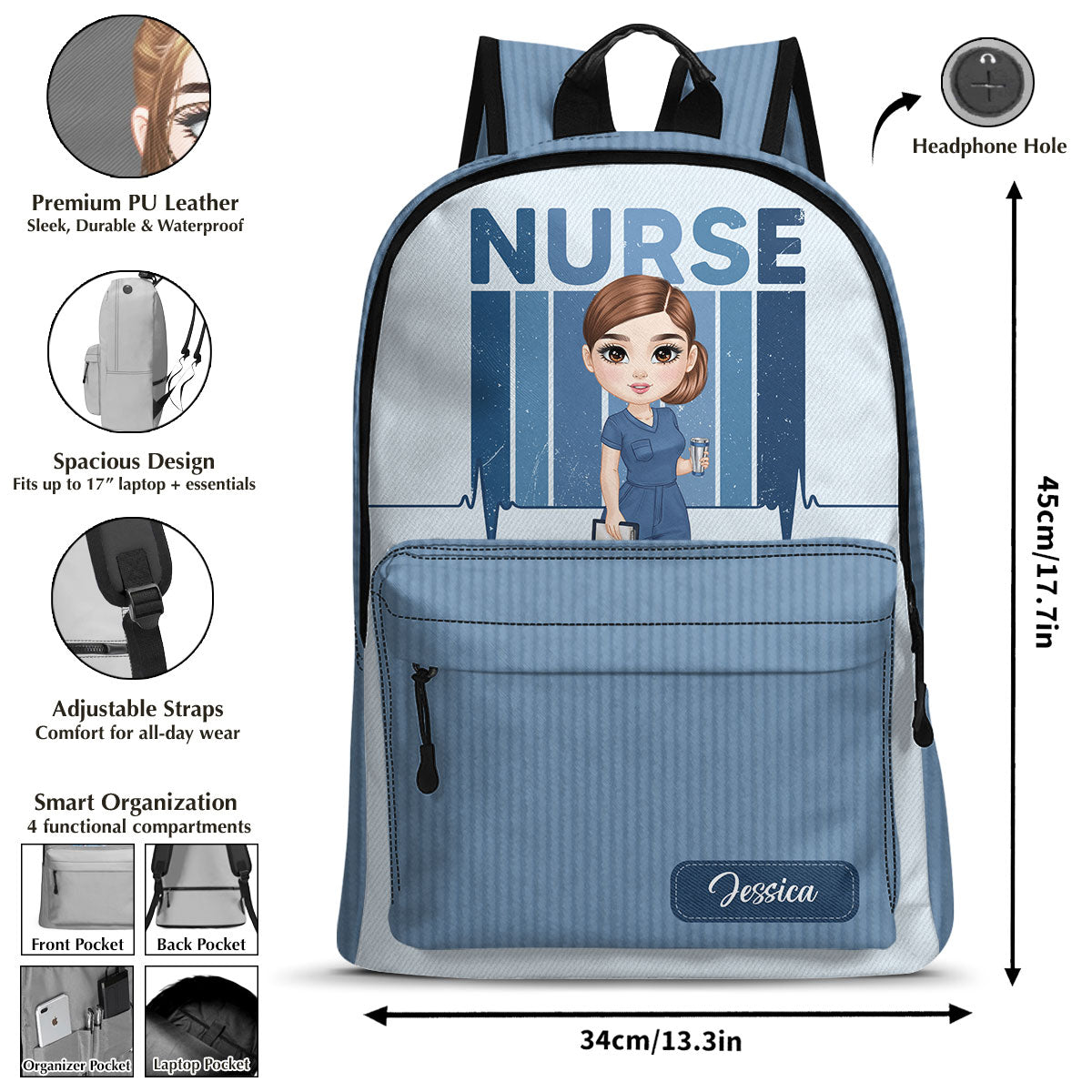 Nurse Color Scrubs - Personalized Backpack