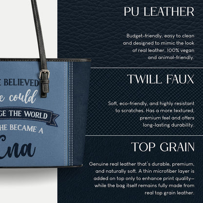 Change The World - Personalized 2-Sided Custom Nurse Leather Tote Bag