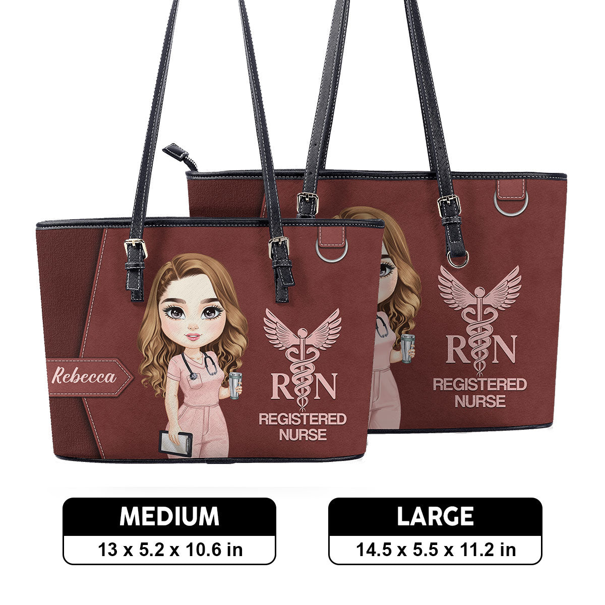 Devoted Nurse Life - Personalized Custom Nurse Leather Tote Bag