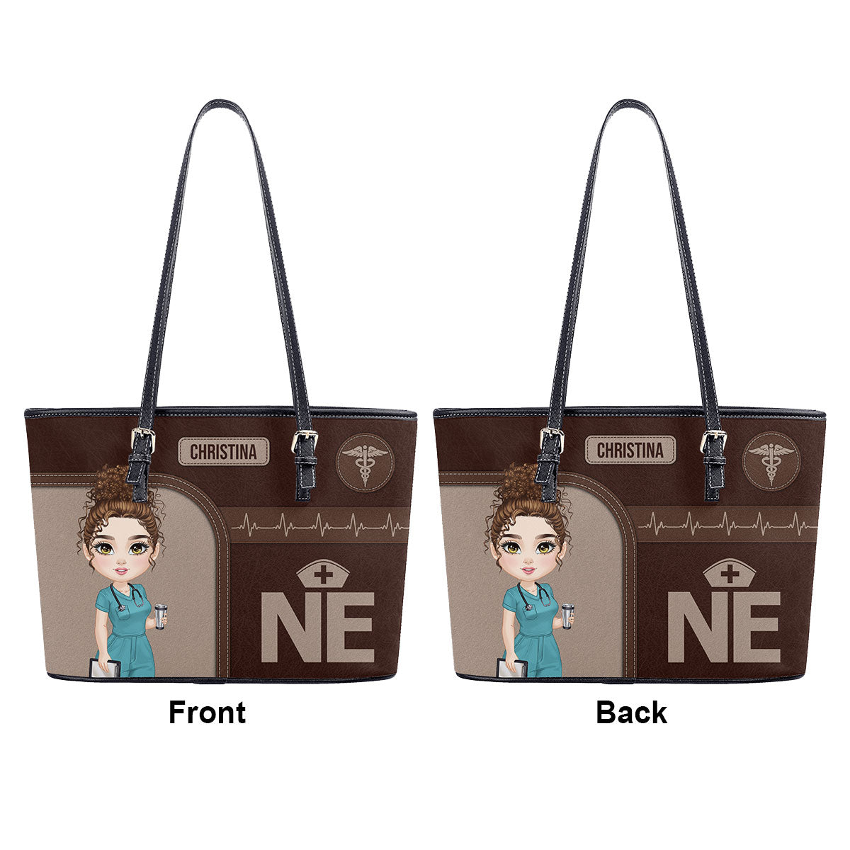 Nurse Cap - Personalized Custom Nurse Leather Tote Bag