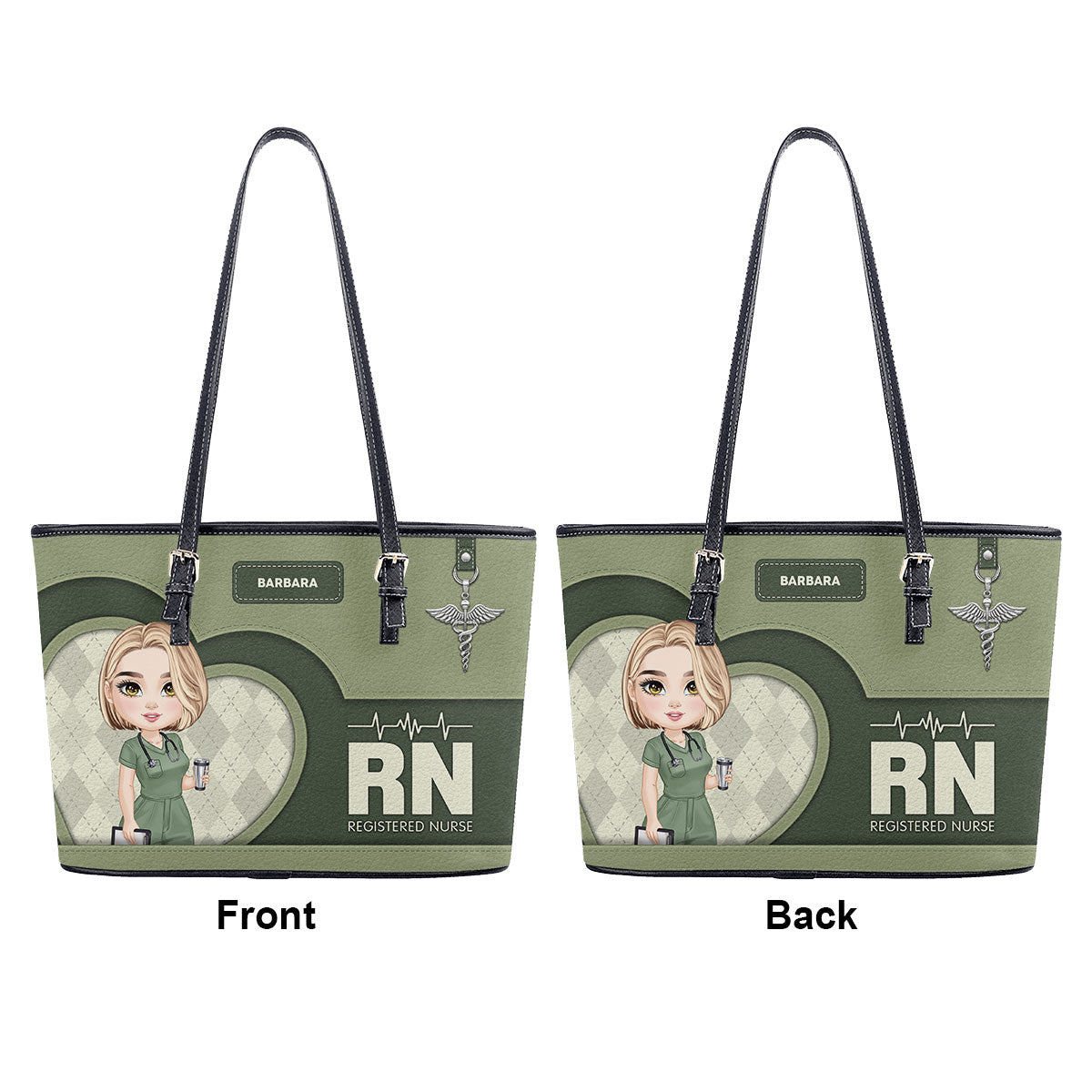 Nurse Basic Style - Personalized Custom Nurse Leather Tote Bag