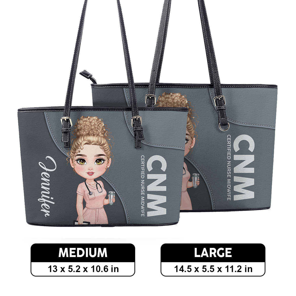 Refined Nurse Life - Personalized Custom Nurse Leather Tote Bag