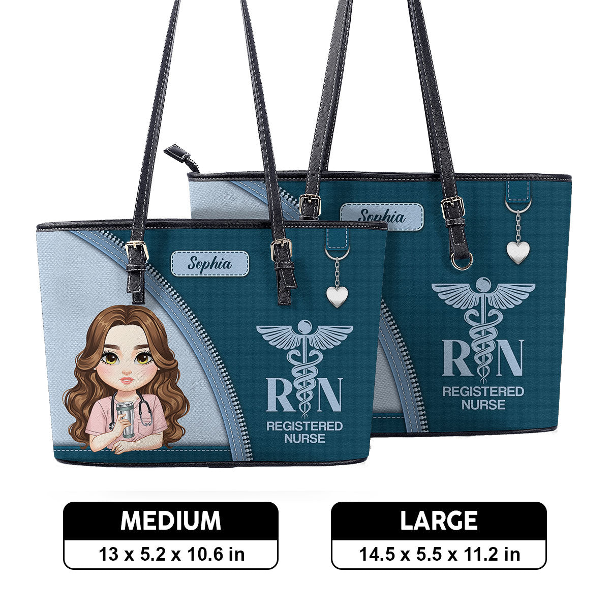 Nurse With Elegant Style - Personalized Custom Nurse Leather Tote Bag