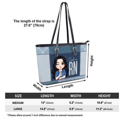 Nurse Crazy Life - Personalized Custom Nurse Leather Tote Bag