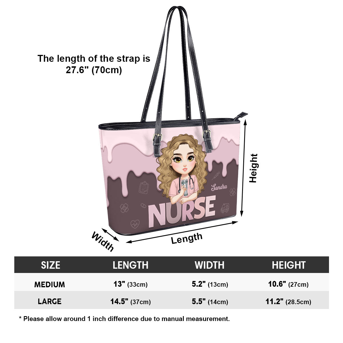 Super Hot Nurse - Personalized Custom Nurse Leather Tote Bag
