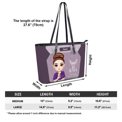 Elegant Nursing Soul - Personalized Custom Nurse Leather Tote Bag