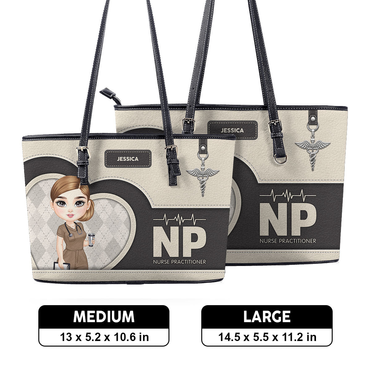 Nurse Basic Style - Personalized Custom Nurse Leather Tote Bag Deal