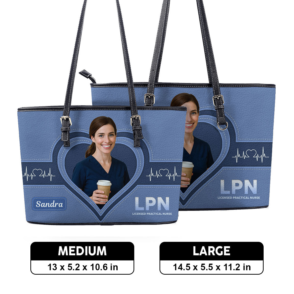 The Scrub Life Photo - Personalized Custom Nurse Leather Tote Bag