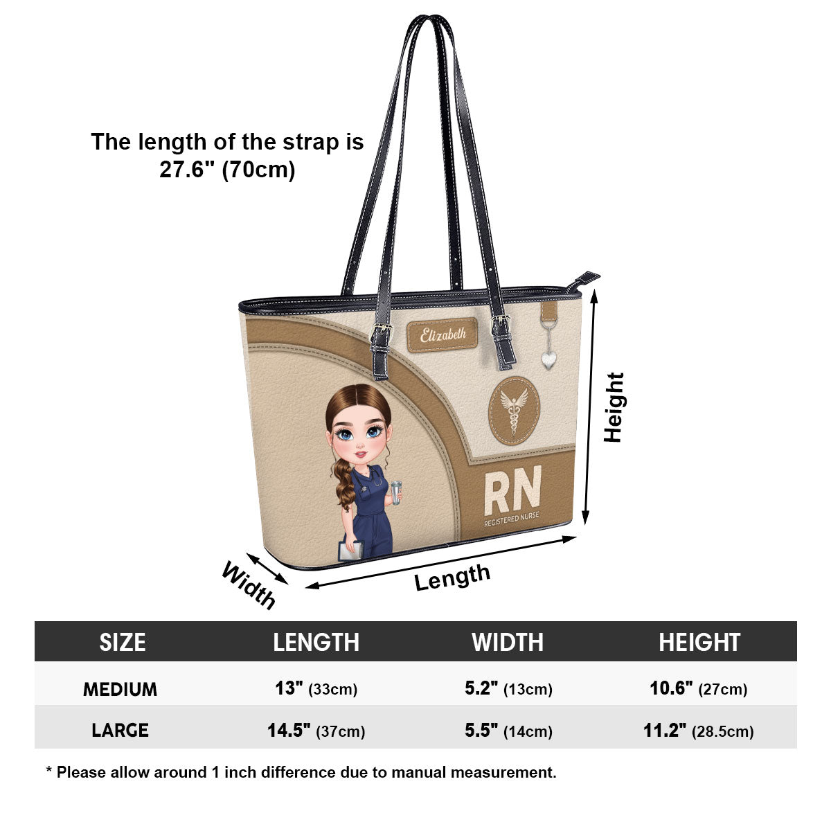 Gentle Style Nurse - Personalized Custom Nurse Leather Tote Bag