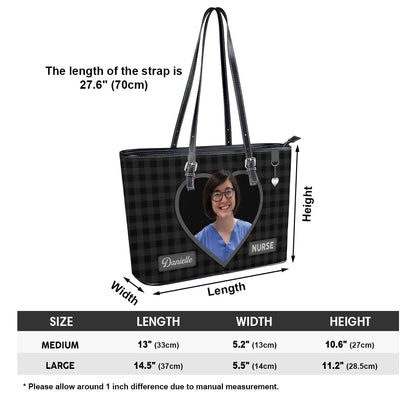 Daily Nurse Style Photo - Personalized Custom Nurse Leather Tote Bag