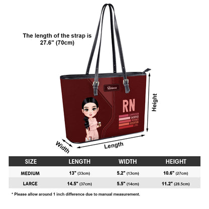 Nurse Dedication - Personalized Custom Nurse Leather Tote Bag