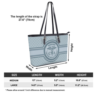 Nurse Monogram Style - Personalized Custom Nurse Leather Tote Bag