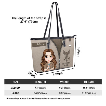 Nurse Neutral Style - Personalized Custom Nurse Leather Tote Bag