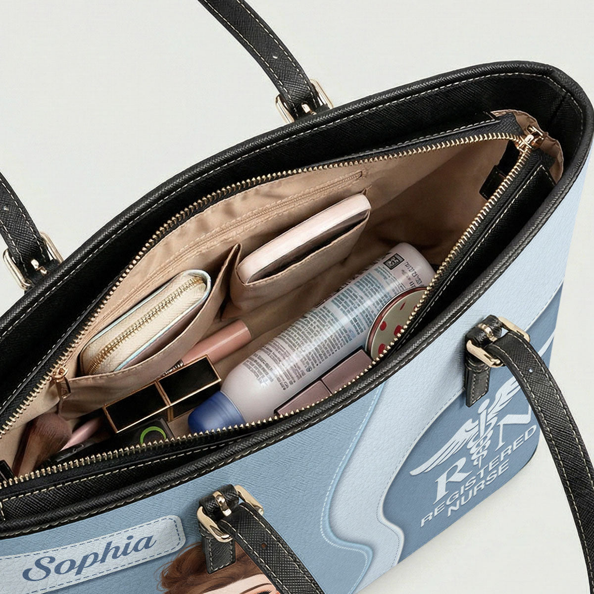 Elegant Nurse Style - Personalized Custom Nurse Leather Tote Bag