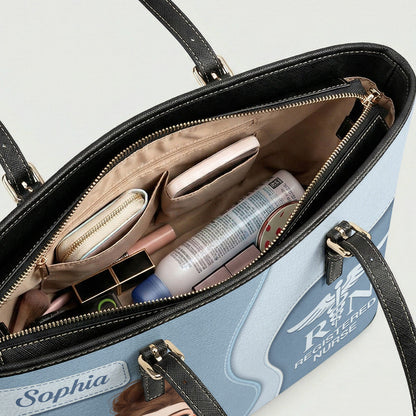 Elegant Nurse Style - Personalized Custom Nurse Leather Tote Bag