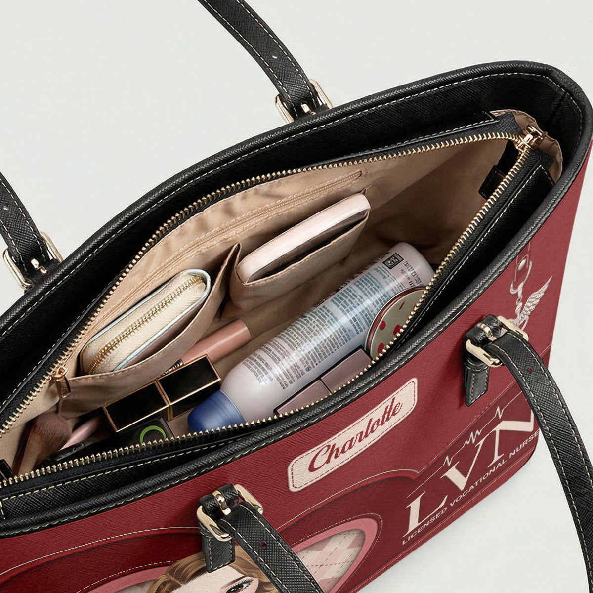 Glowing Nurse Style - Personalized Custom Nurse Leather Tote Bag