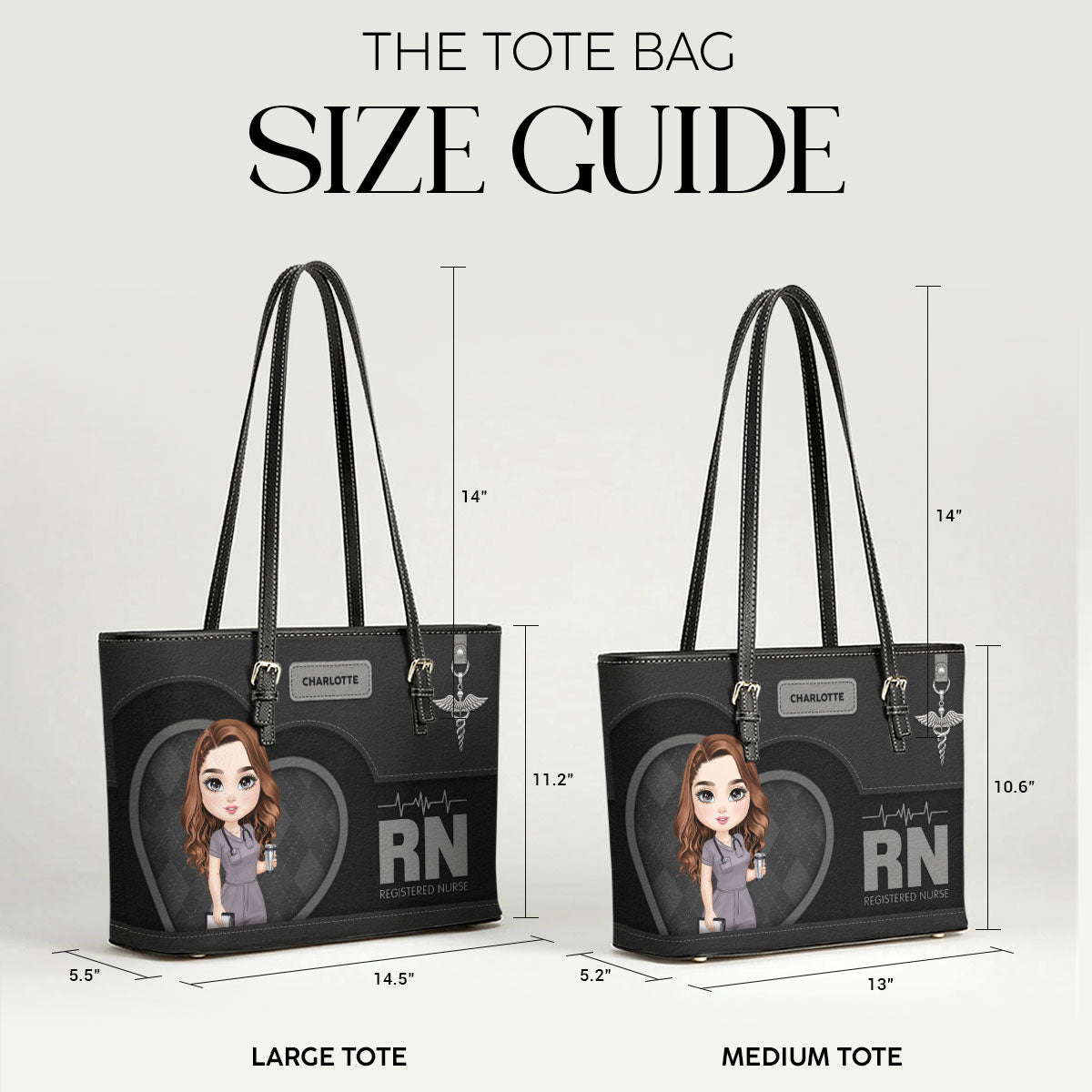 Nurse Basic Style - Personalized Custom Nurse Leather Tote Bag