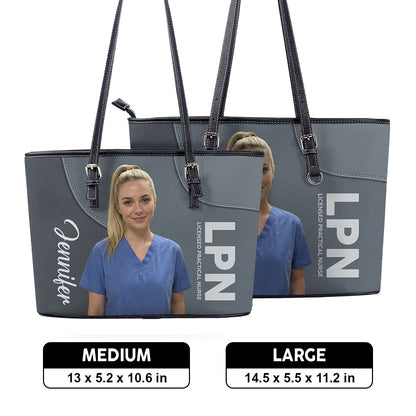 Refined Nurse Life Photo - Personalized Custom Nurse Leather Tote Bag