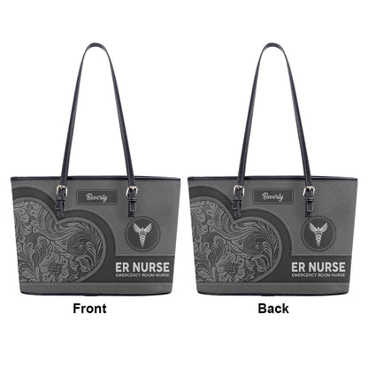 Seamless Pattern Nurse - Personalized Custom Nurse Leather Tote Bag