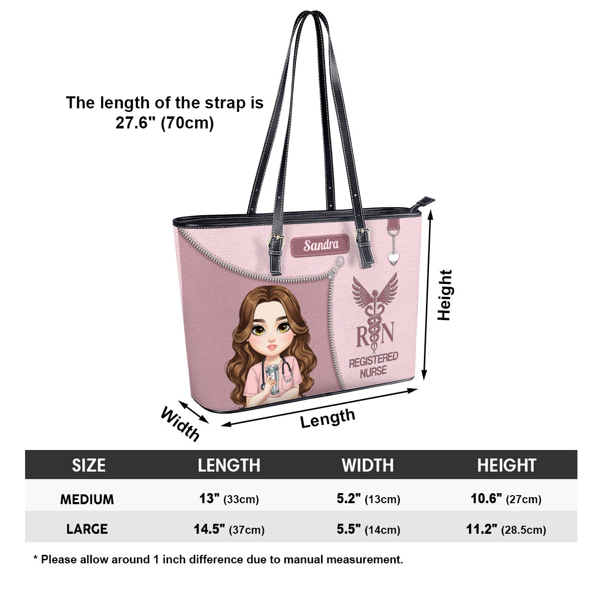 Lovely Nurse Style - Personalized Custom Nurse Leather Tote Bag