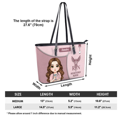 Lovely Nurse Style - Personalized Custom Nurse Leather Tote Bag