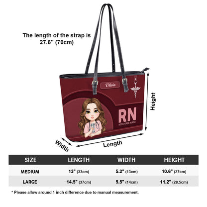 Nurse Classic - Personalized Custom Nurse Leather Tote Bag