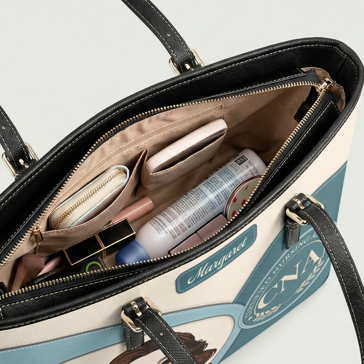 Classic Nurse Vibe - Personalized Custom Nurse Leather Tote Bag