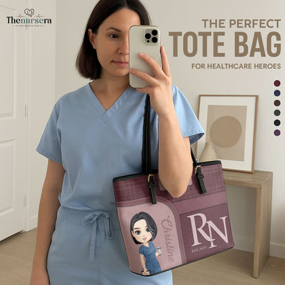 Nurse Prestige - Personalized Custom Nurse Leather Tote Bag