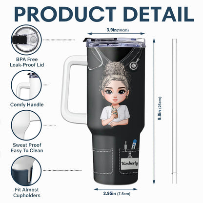 Nurse Scrubs - Personalized Nurse 40oz Tumbler With Handle