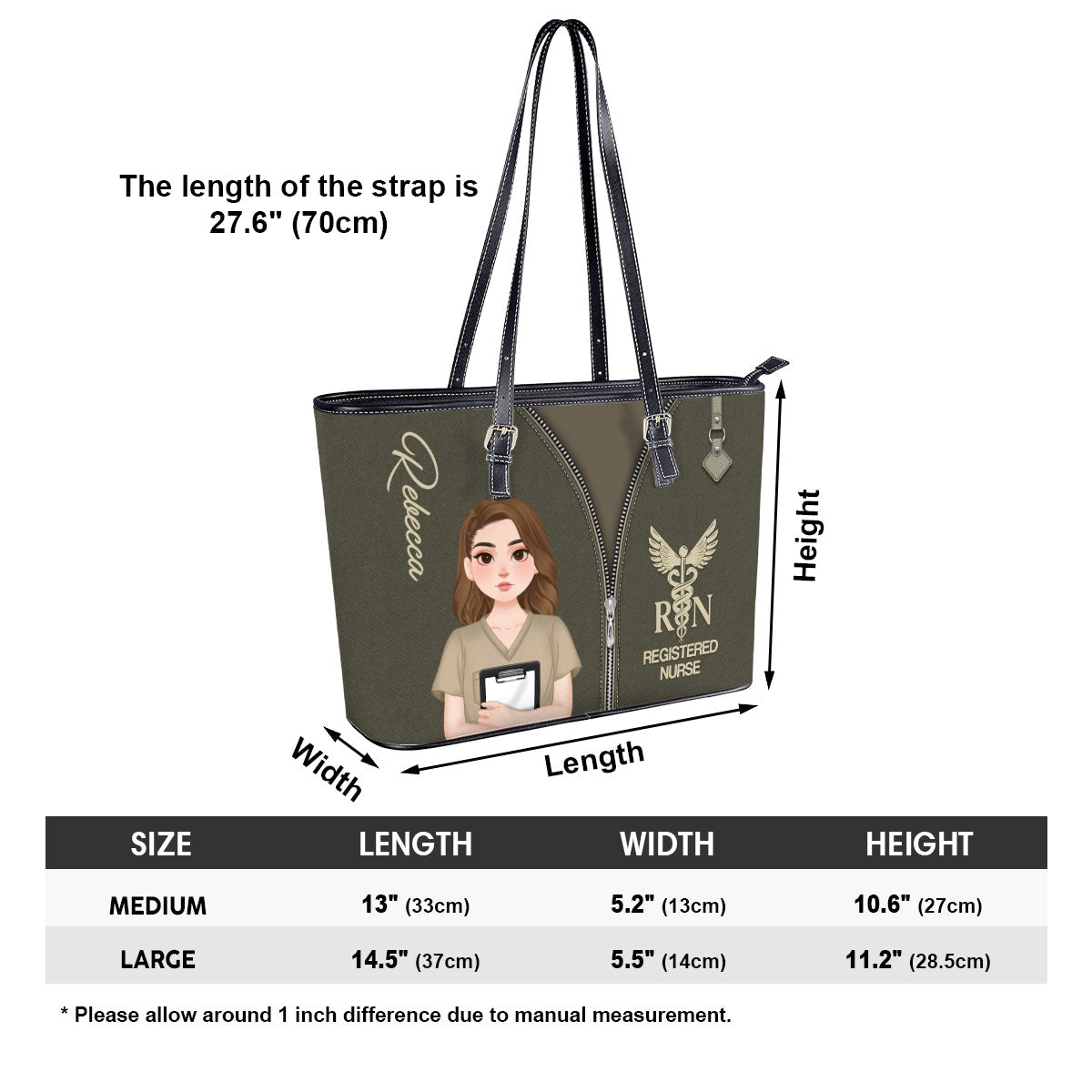 Nurse Modern Style - Personalized Custom Nurse Leather Tote Bag