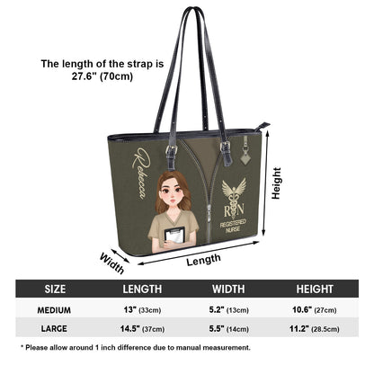 Nurse Modern Style - Personalized Custom Nurse Leather Tote Bag