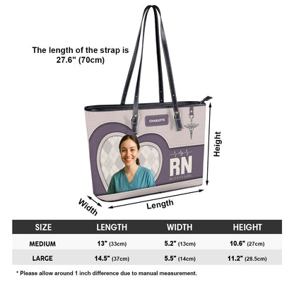 Nurse Basic Style Photo - Personalized Custom Nurse Leather Tote Bag