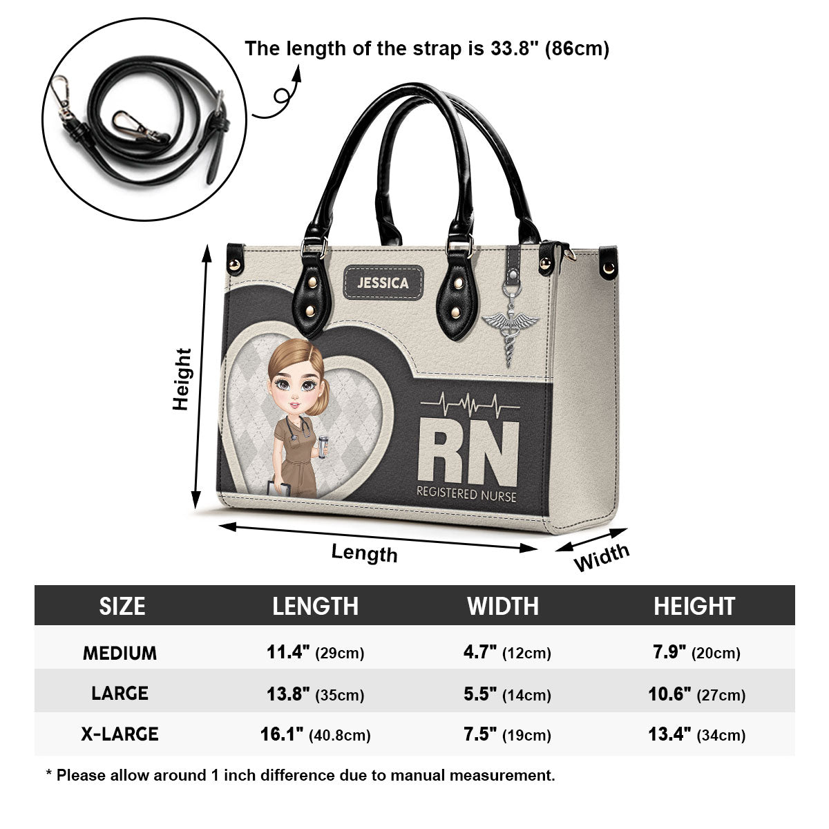 Nurse Basic Style - Personalized Custom Leather Handbag
