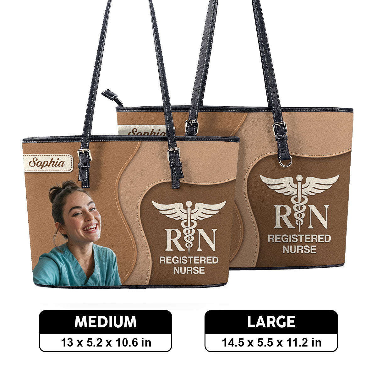 Nurse Timeless Style Photo - Personalized Custom Nurse Leather Tote Bag