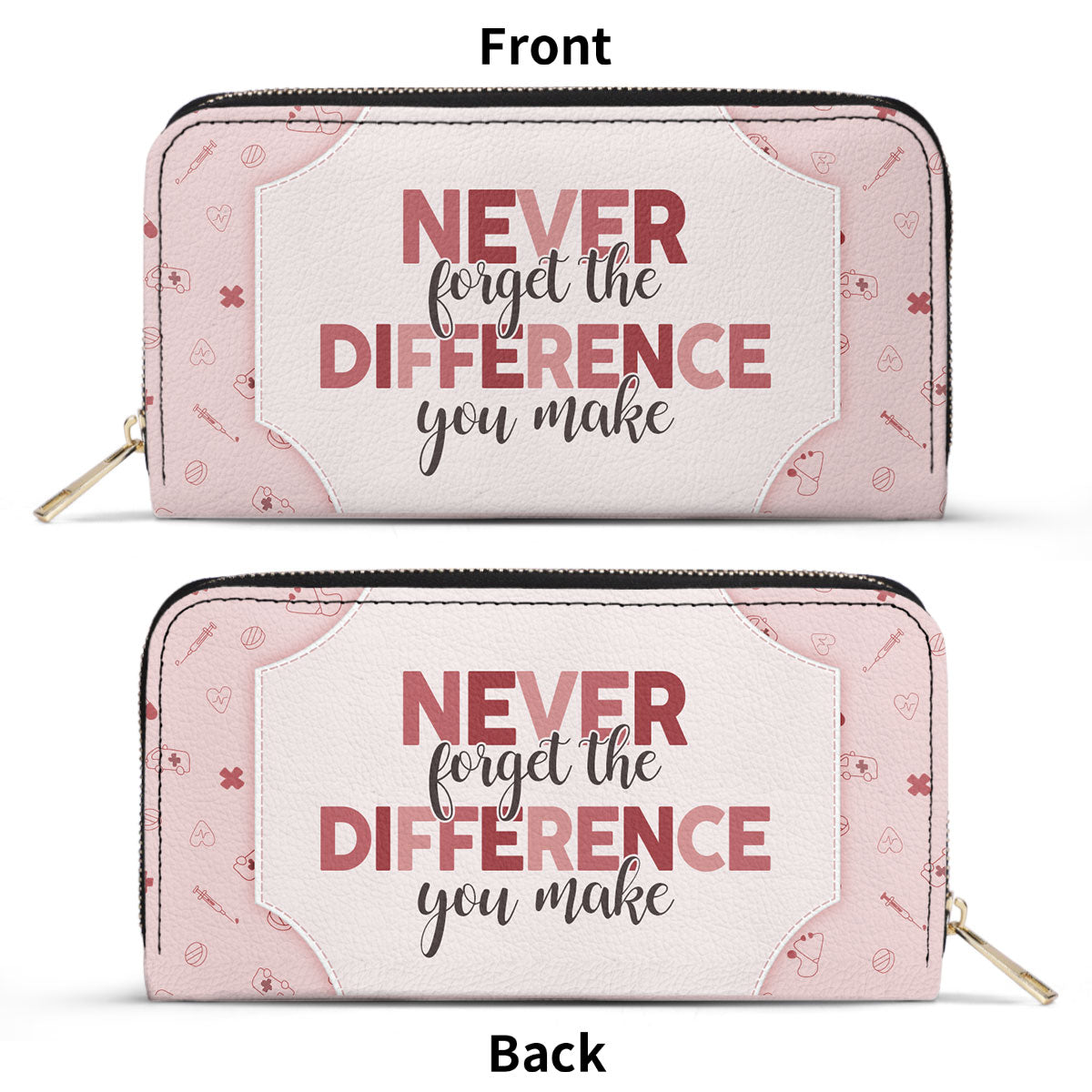 The Difference You Make - Personalized Nurse Leather Clutch Purse