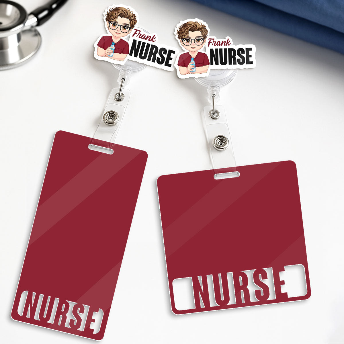 Neutral Nurse - Personalized Nurse Badge Reel & Buddy Set