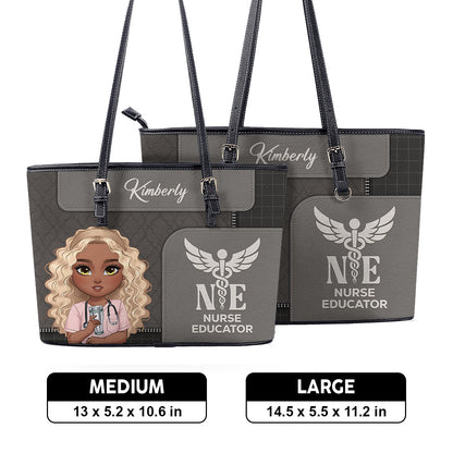 Gentle Nurse Life - Personalized Custom Nurse Leather Tote Bag