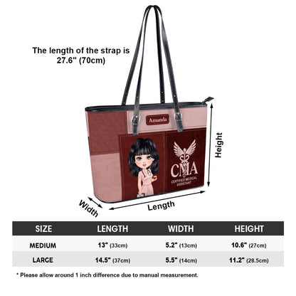 Nurse Patchwork Style - Personalized Custom Nurse Leather Tote Bag