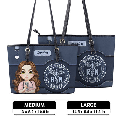 Classic Nurse Life - Personalized Custom Nurse Leather Tote Bag