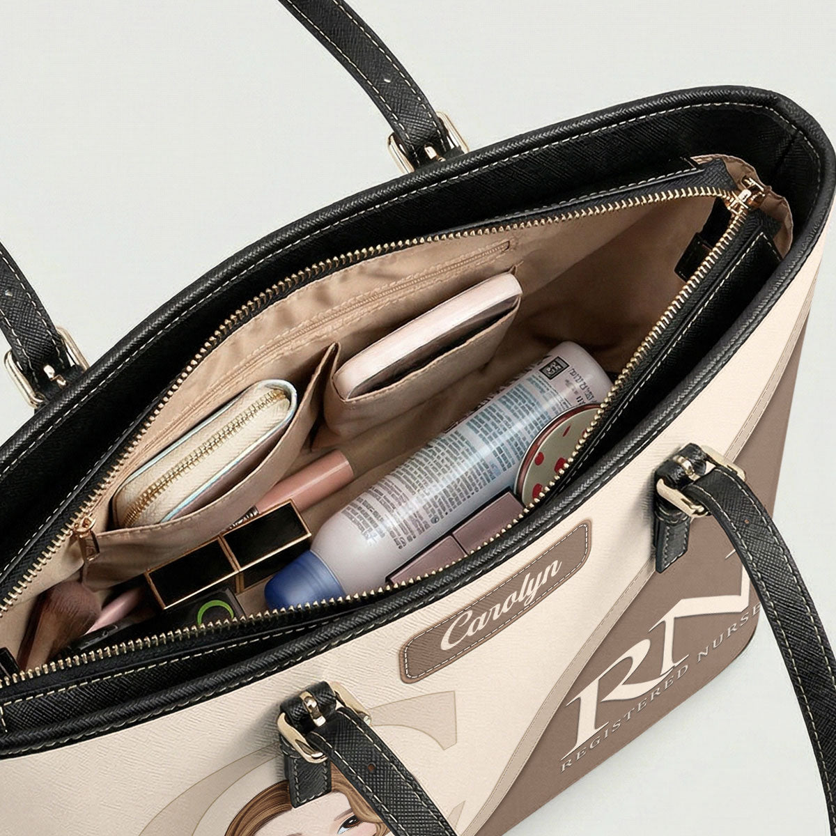 Nurse Aesthetic - Personalized Custom Nurse Leather Tote Bag