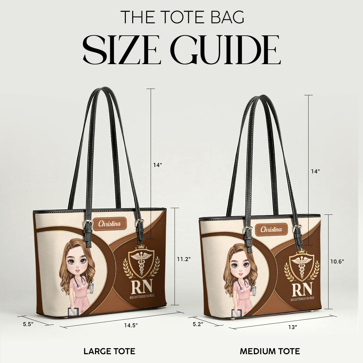 Nurse Logo - Personalized Custom Nurse Leather Tote Bag