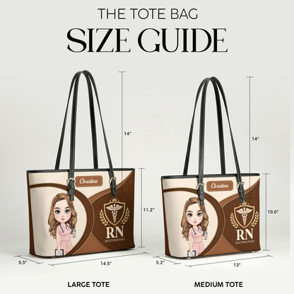 Nurse Logo - Personalized Custom Nurse Leather Tote Bag