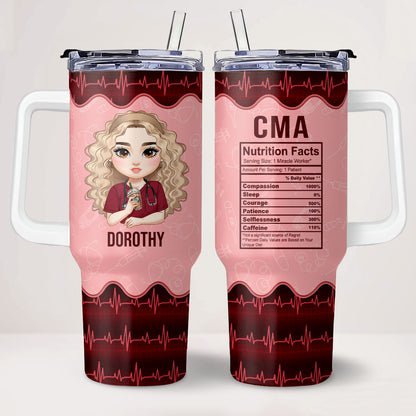 Nurse Nutrition Facts - Personalized Nurse 40oz Tumbler With Handle
